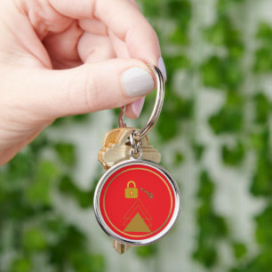 Schlüsselanhänger Kreis, 5 cm mit goldenem Schlüss