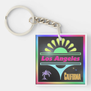 Schlüsselanhänger "Los Angeles Colorful Black Back
