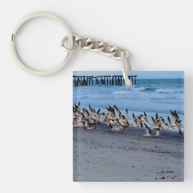 Schlüsselanhänger mit Bild der Vögel, schwarze (Vorderseite)