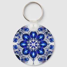 Schlüsselanhänger mit blauweißem Farbdesign