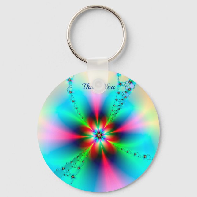 Schlüsselanhänger mit künstlerischem Blumendesign (Vorderseite)