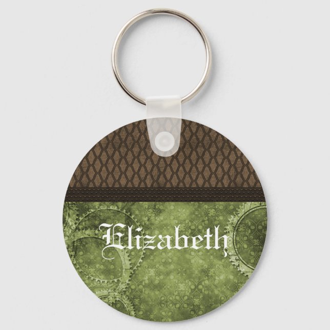 Schlüsselanhänger mit Metallgetriebe, grün (Vorderseite)