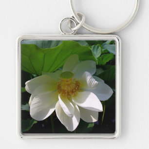 Schlüsselanhänger mit weißer Lotus-Blume