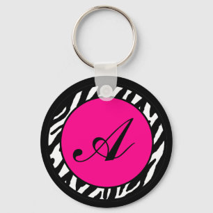 Schlüsselanhänger Monogramm Hot Pink Zebra Tierpri