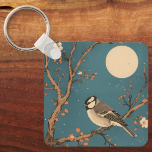 Schlüsselanhänger Moonlit Bird on Blossom Branch