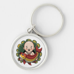 Schlüsselanhänger   Niedlicher Junge mit Lucky Koi