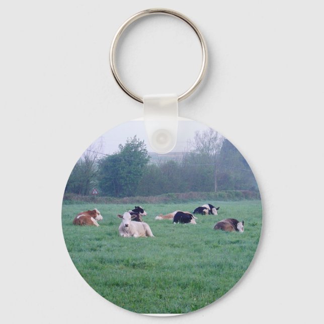Schlüsselanhänger oder Schlüsselring - Kühe - farb (Vorderseite)