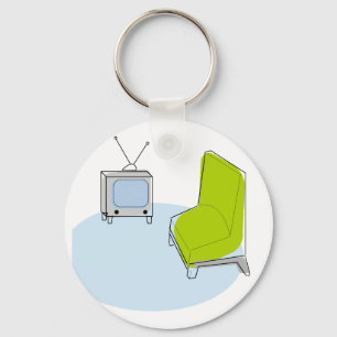 Schlüsselanhänger Retro-TV & Sessel-Design