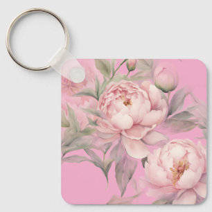 Schlüsselanhänger Rosa Pfingstrosen, Hübsche Garte