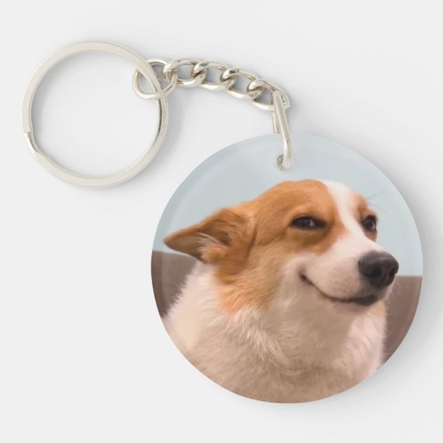 Schlüsselanhänger Smiling Corgi Meme (Vorderseite)