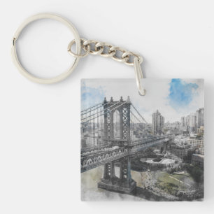 Schlüsselanhänger Watercolor Brooklyn Bridge - NYC