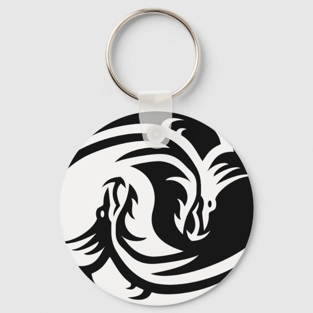 Schlüsselanhänger Yin Yang Dragons Button (Vorderseite)