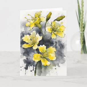 Schlüsselblume - Aquarellblumen Karte