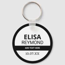 Schlüsselhalter mit Name und Datum auf schwarzweiß Schlüsselanhänger