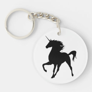 Schlüsselkette der Black Unicoron-Silhouette Schlüsselanhänger