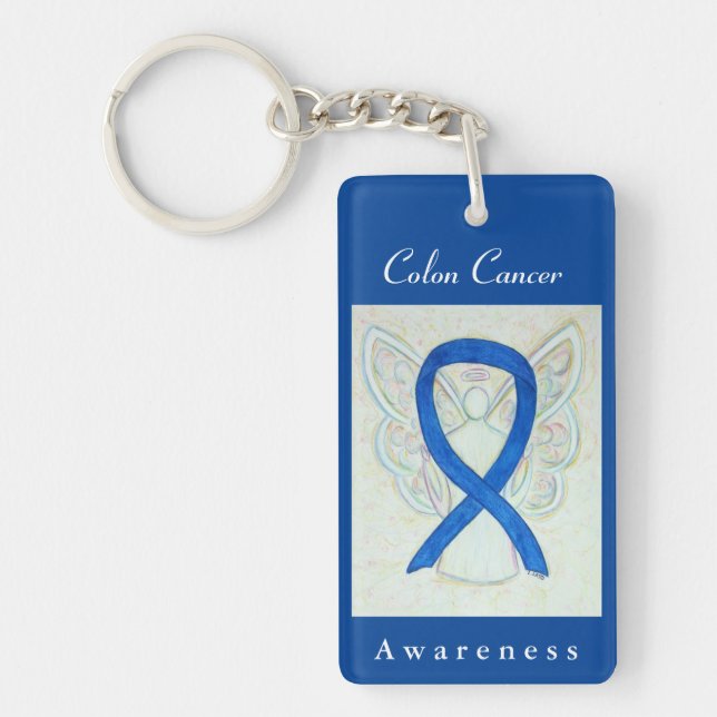 Schlüsselkette für Colon Cancer Awareness Blue Rib Schlüsselanhänger (Vorderseite)