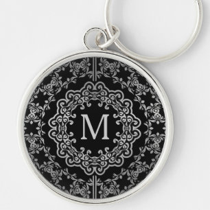 Schlüsselkette für Monogramm Schwarz und Silber Schlüsselanhänger