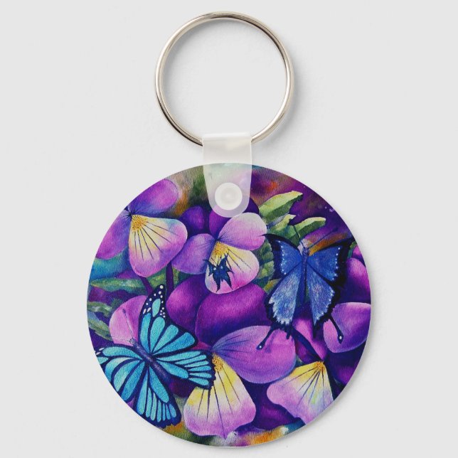 Schlüsselkette für Schmetterlinge und Panseys Schlüsselanhänger (Vorderseite)