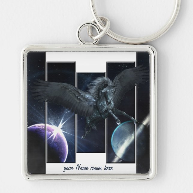 Schlüsselkette für schwarze Pegasus Schlüsselanhänger (Vorne)