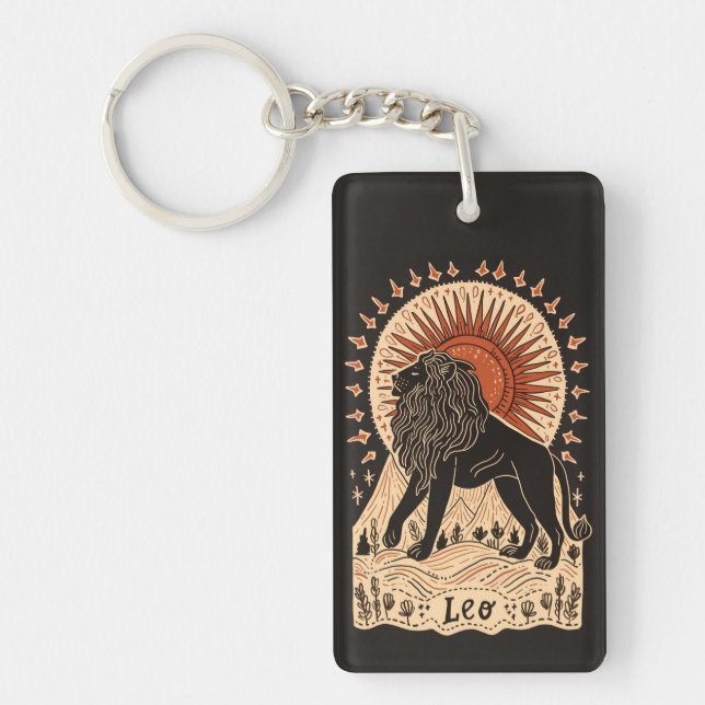 Schlüsselkette Leo Celestial Zodiac Art Schlüsselanhänger (Vorderseite)