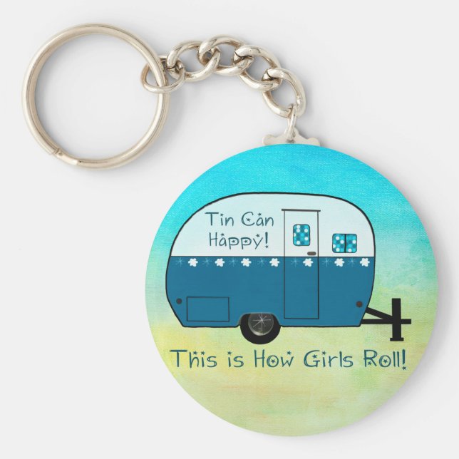 SCHLÜSSELKETTE | Retro Camper texturiert Schlüsselanhänger (Vorne)