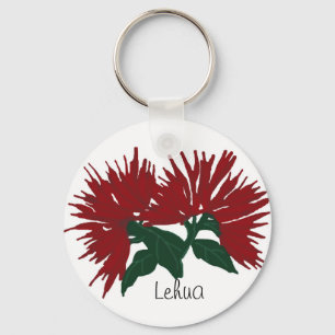 Schlüsselkette roter Lehua Blume Schlüsselanhänger