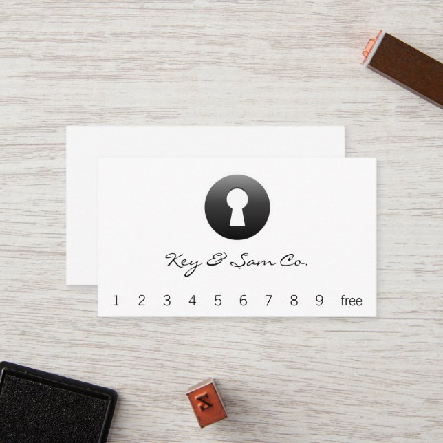 Schlüsselloch-Knopf Treuekarte (Vorderseite/Rückseite Beispiel)