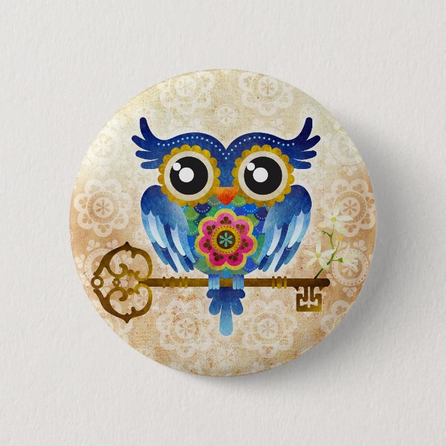 Schlüssellohreule Button (Vorderseite)
