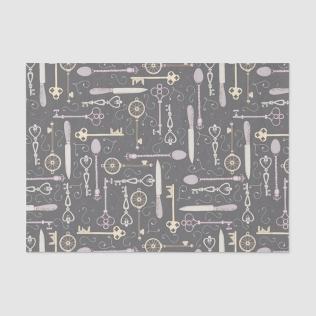 Schlüsselmuster im Steampunkstil Seidenpapier (Vorderseite)