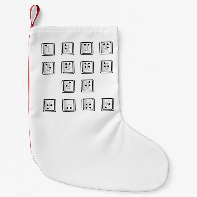 Schlüsselnummern des Braille-Computers Kleiner Weihnachtsstrumpf (Vorderseite)