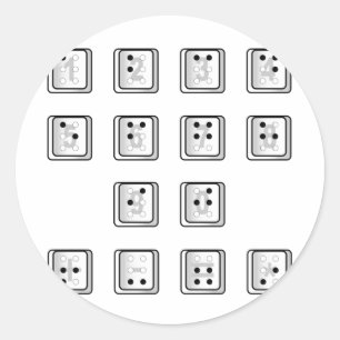 Schlüsselnummern für Braille-Computer Runder Aufkleber