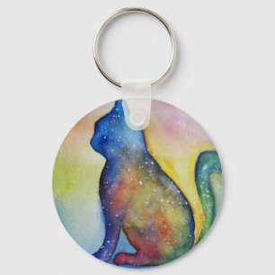 Schlüsselring für die Wasserfarbe Katze Schlüsselanhänger