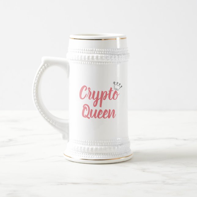 SchlüsselTasse königin-Chef-Damen-Cryptocurrency Bierglas (Links)