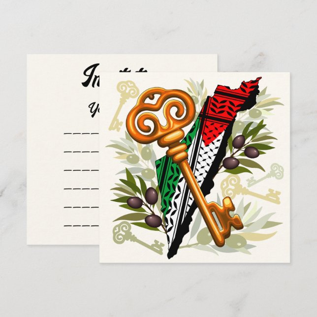 Schlüsselzeichen des Rückkehrrechts Palästinas Einladung (Vorne/Hinten)