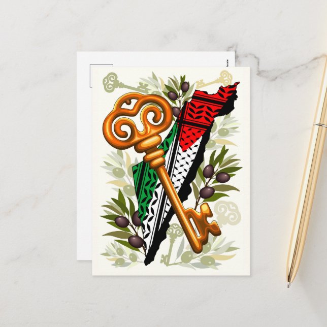 Schlüsselzeichen des Rückkehrrechts Palästinas Feiertagspostkarte (Vorderseite/Rückseite Beispiel)