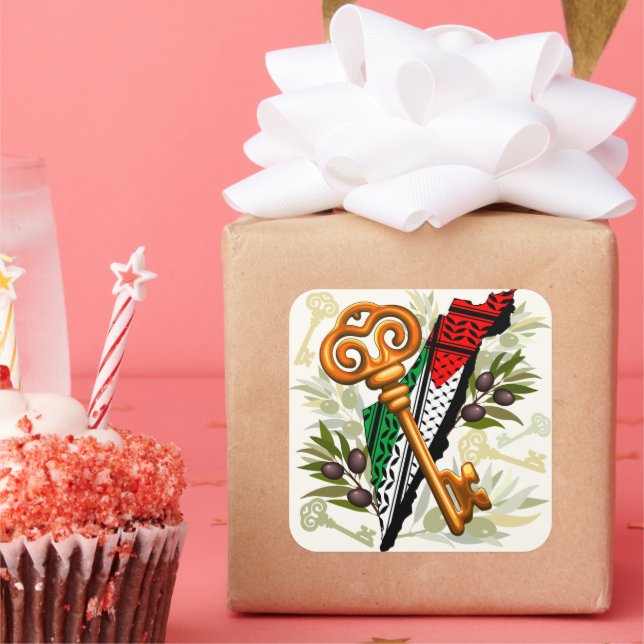 Schlüsselzeichen des Rückkehrrechts Palästinas Quadratischer Aufkleber (Party)