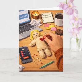 Schlussmachen ist schwer – Voodoo-Puppe mit schwar Karte