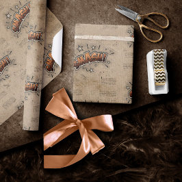 SCHMACH! Vintages Comic Buch Steampunk Pop Kunst Geschenkpapier