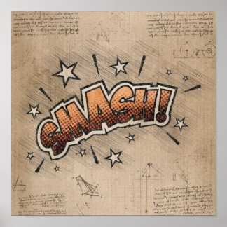 SCHMACH! Vintages Comic Buch Steampunk Pop Kunst Poster