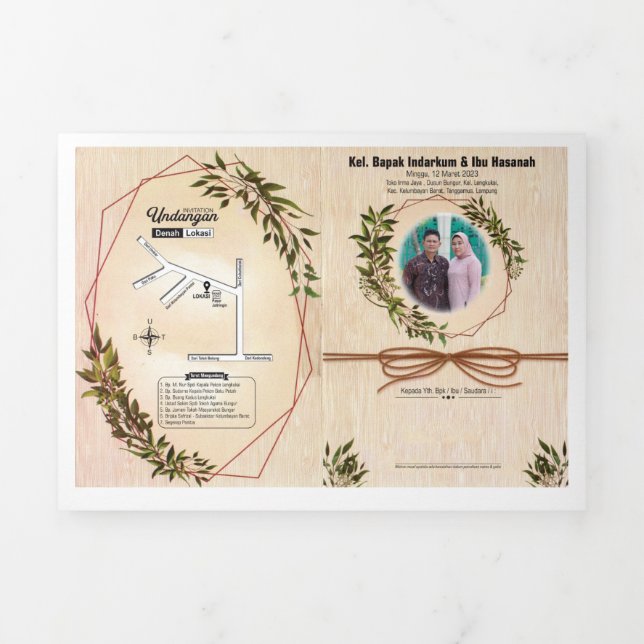 Schmal-Dan-Keren Dreifach Gefaltete Einladung (Cover)