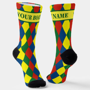 Schmalboot-Boot-Name Harlequin-Diamant-Muster Socken