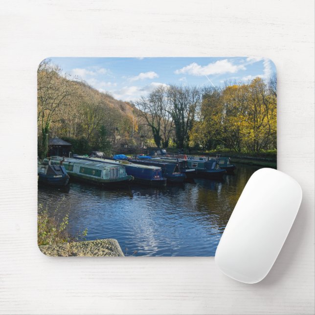 Schmalboote, festgemacht am Salterhebble Basin Mousepad (Mit Mouse)