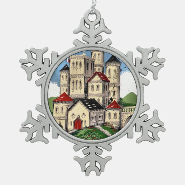 SCHMALBOOTE SCHNEEFLOCKEN Zinn-Ornament (Vorderseite)