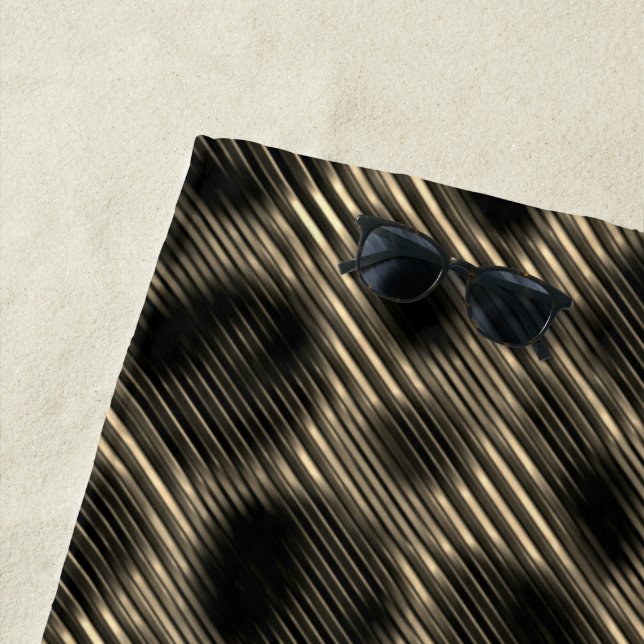 Schmale beige Streifen und seltsame dunkle Kreise Strandtuch (Beispiel)