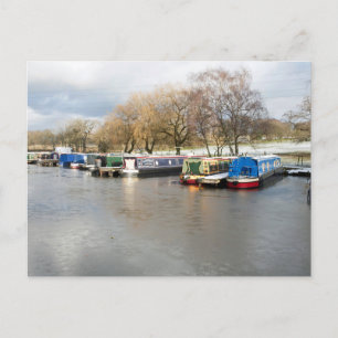 Schmale Boote Winter Higher Poynton Postkarte