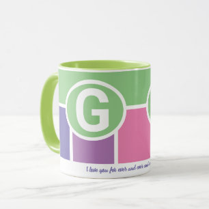 Schmale Feminine Streifen mit Monogramm-Kaffee Tasse