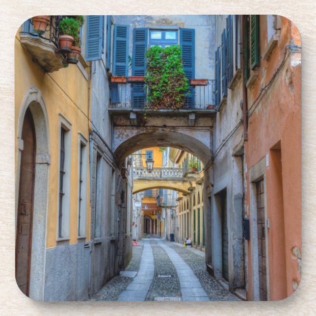 Schmale Stadtstraße, Italien Getränkeuntersetzer (Vorderseite)