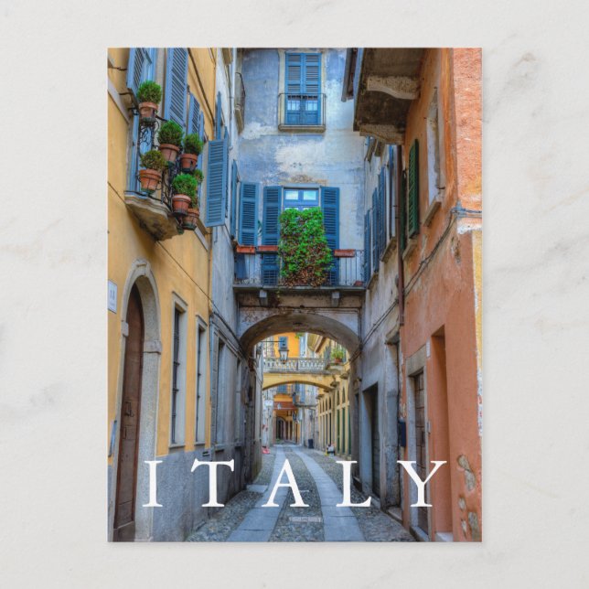 Schmale Stadtstraße, Italien Postkarte (Vorderseite)