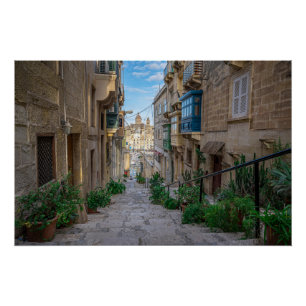 Schmale Steine Straße in Malta Poster