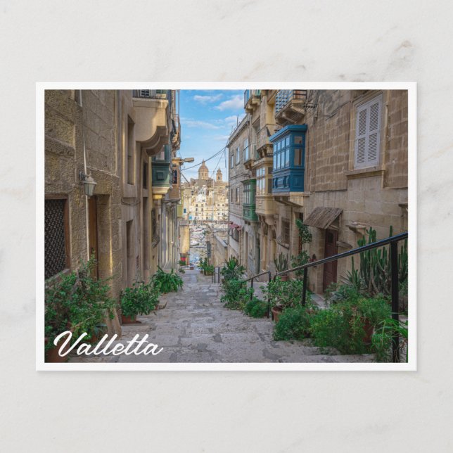 Schmale Steine Straße in Malta Postkarte (Vorderseite)